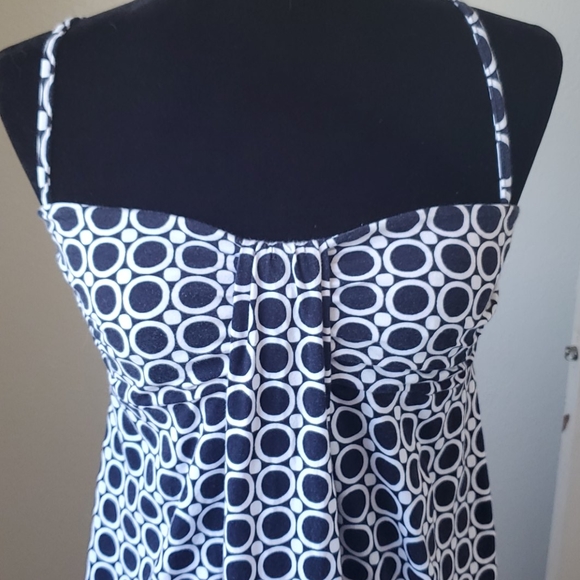ANN TAYLOR M sundress navy circles white dots nautical flare - Picture 4 of 5